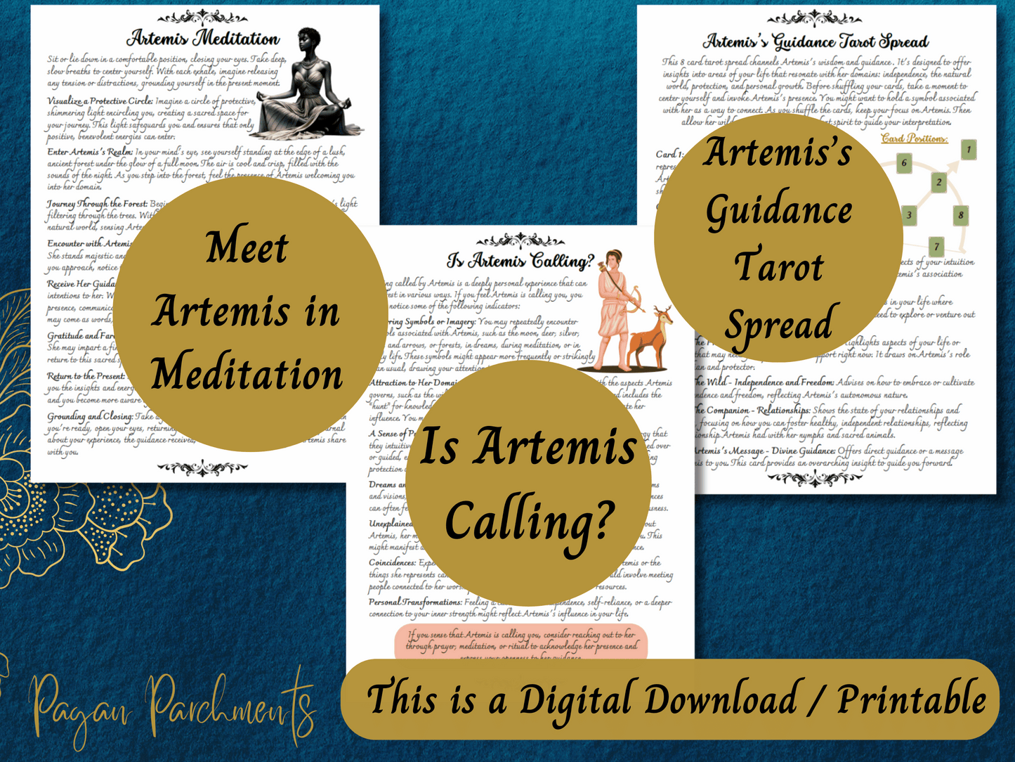 Artemis Grimoire Printable, Work with Greek Goddess Artemis, Witch Book of Shadows Pages, Pagan Deity Devotional, Mythology, Hellenism