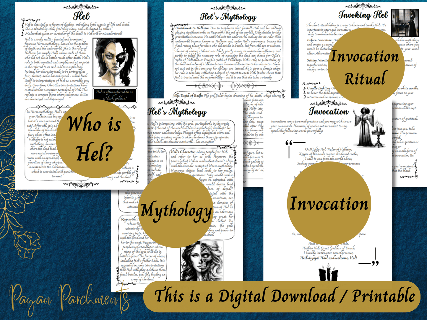 Hel Grimoire Printable, Guide to Working with the Norse Goddess of Death & the Underworld, Norse Pagan Deity, Book of Shadows, Heathen Witch