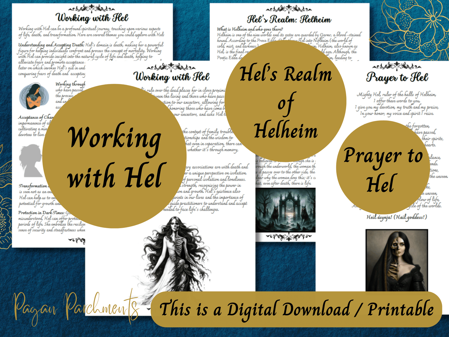 Hel Grimoire Printable, Guide to Working with the Norse Goddess of Death & the Underworld, Norse Pagan Deity, Book of Shadows, Heathen Witch