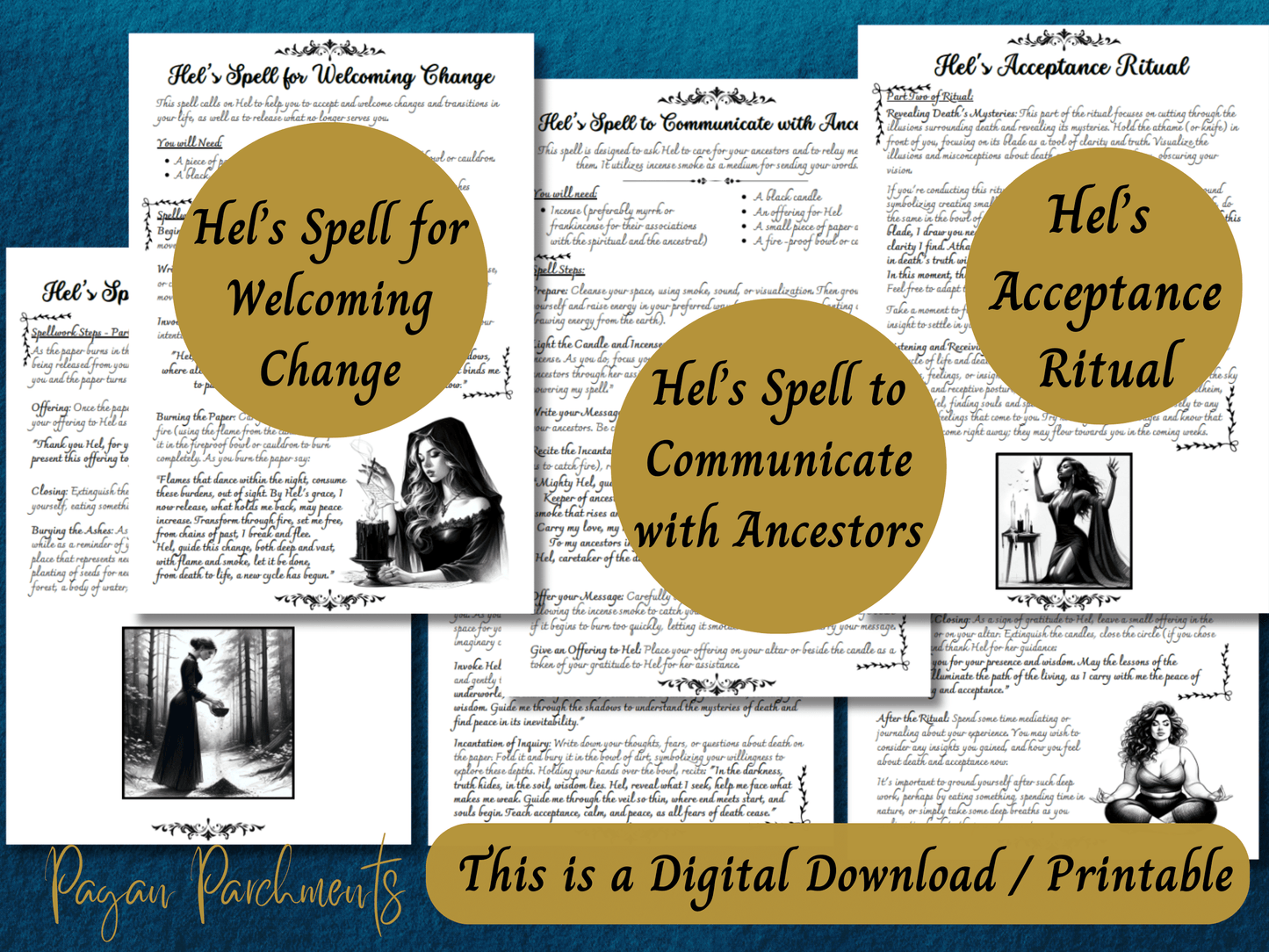Hel Grimoire Printable, Guide to Working with the Norse Goddess of Death & the Underworld, Norse Pagan Deity, Book of Shadows, Heathen Witch