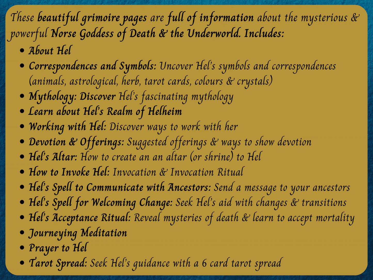 Hel Grimoire Printable, Guide to Working with the Norse Goddess of Death & the Underworld, Norse Pagan Deity, Book of Shadows, Heathen Witch