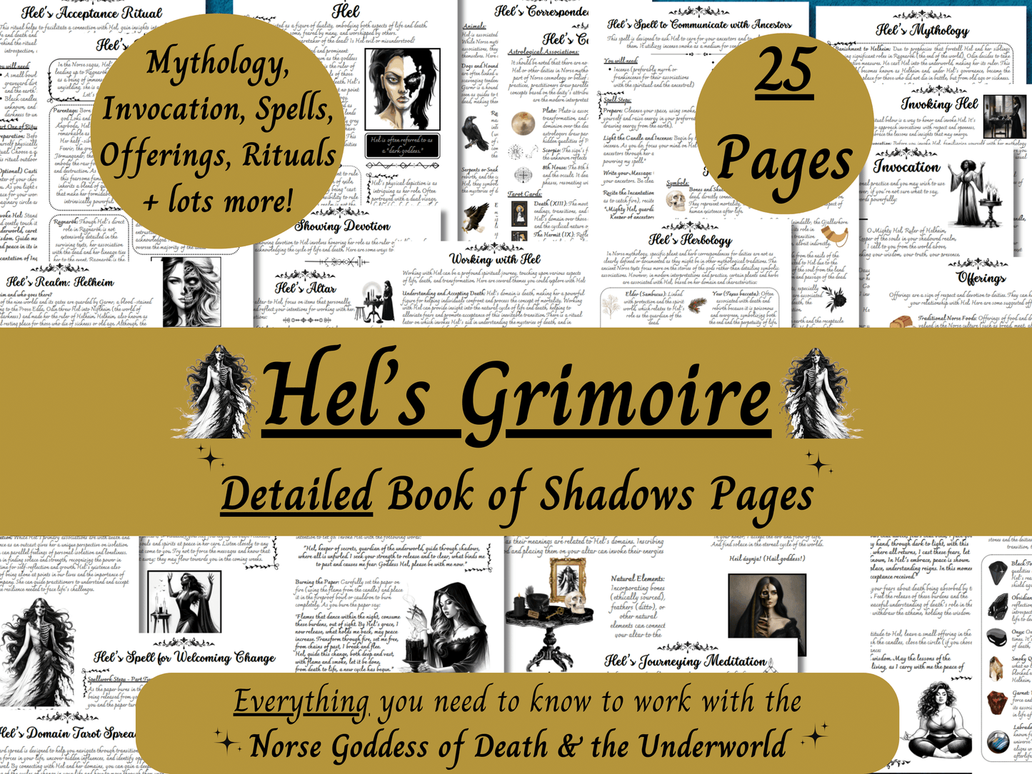 Hel Grimoire Printable, Guide to Working with the Norse Goddess of Death & the Underworld, Norse Pagan Deity, Book of Shadows, Heathen Witch