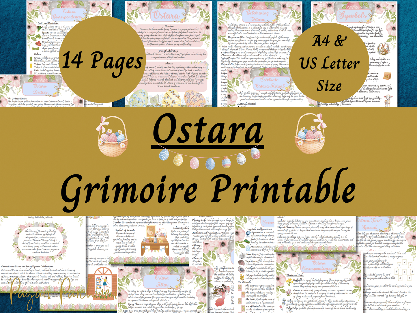 Ostara Grimoire Printable, Pagan Sabbat Pages, Celebrate Ostara, Goddess Eostre, Spring Ritual, Witch Book of Shadows PDF, Germanic Paganism