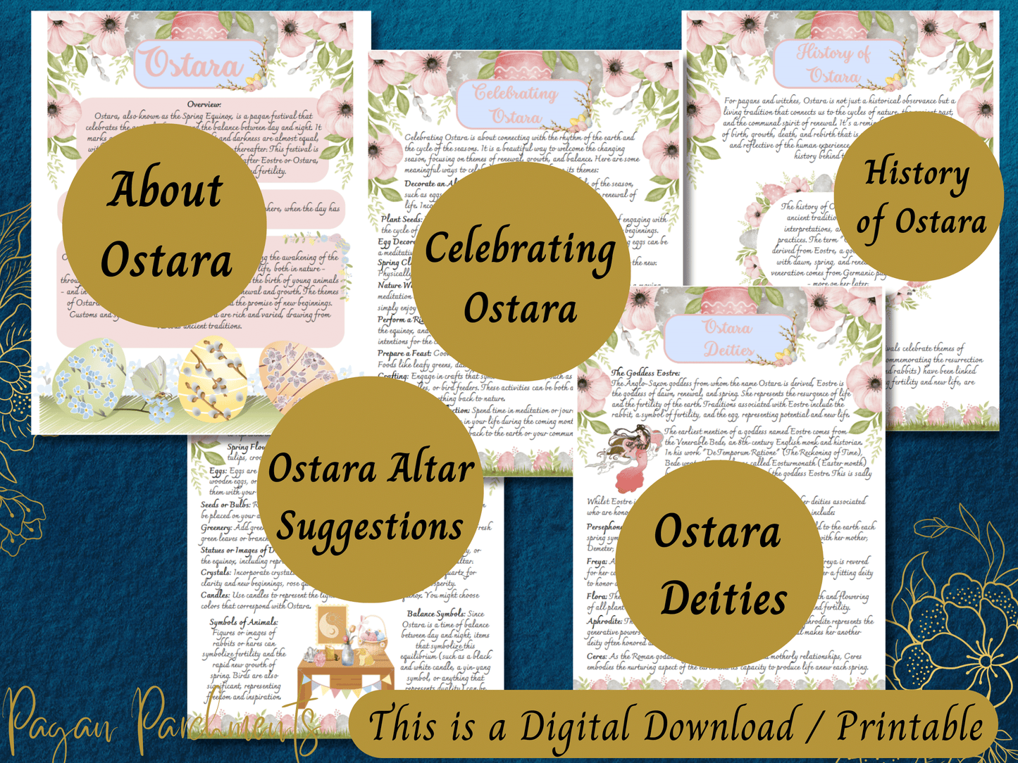 Ostara Grimoire Printable, Pagan Sabbat Pages, Celebrate Ostara, Goddess Eostre, Spring Ritual, Witch Book of Shadows PDF, Germanic Paganism