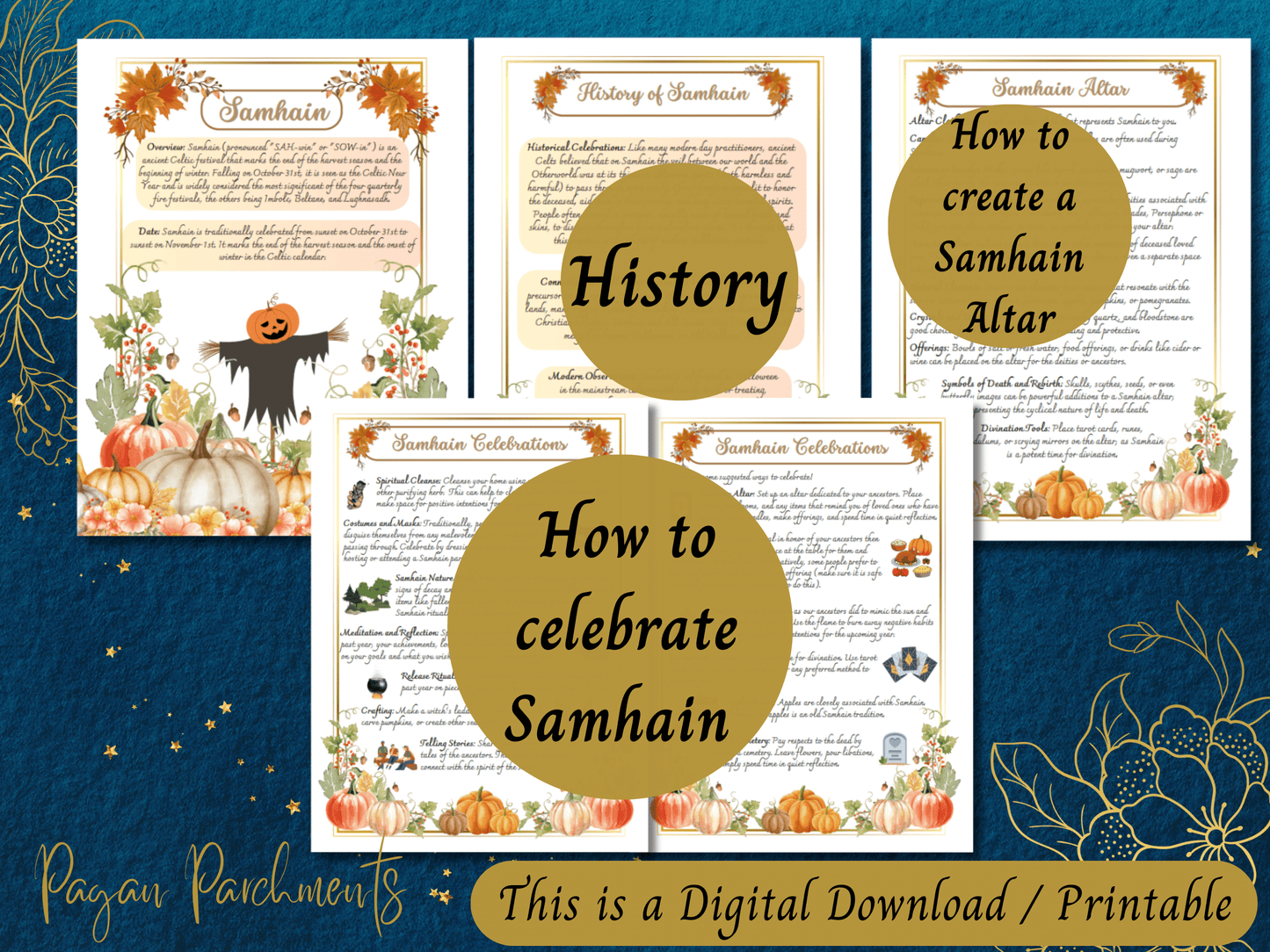 Samhain Grimoire Printable, How to Celebrate Samhain, Halloween Ritual, Pagan Sabbat Book of Shadows Pages, Witch's New Year