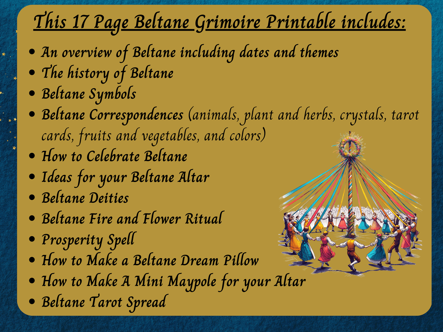Beltane Grimoire Printable, Pagan Witch Sabbat Pages, Book of Shadows, Celtic Paganism