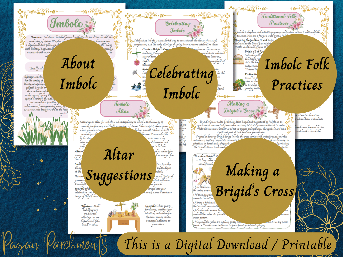 Imbolc Grimoire Printable, Pagan Sabbat Pages, How to Celebrate Imbolc, Spring Ritual, Witch Book of Shadows, Celtic Paganism PDF, Candlemas