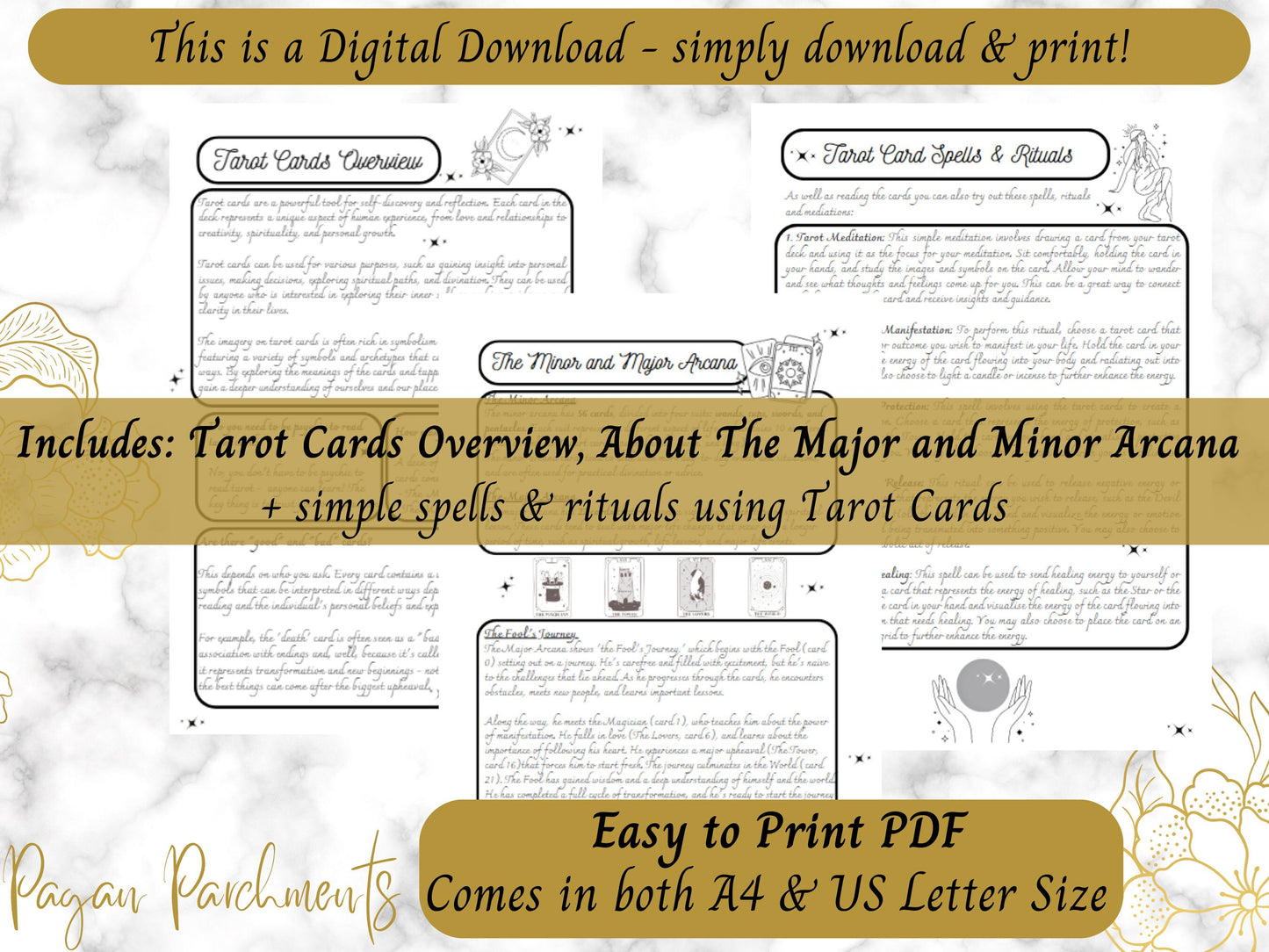 Tarot Card Cheat Sheets, Beginner Tarot Cards Complete Guide, Learn Tarot Fast, Printable Tarot Grimoire Pages, Tarot Card Meanings PDF