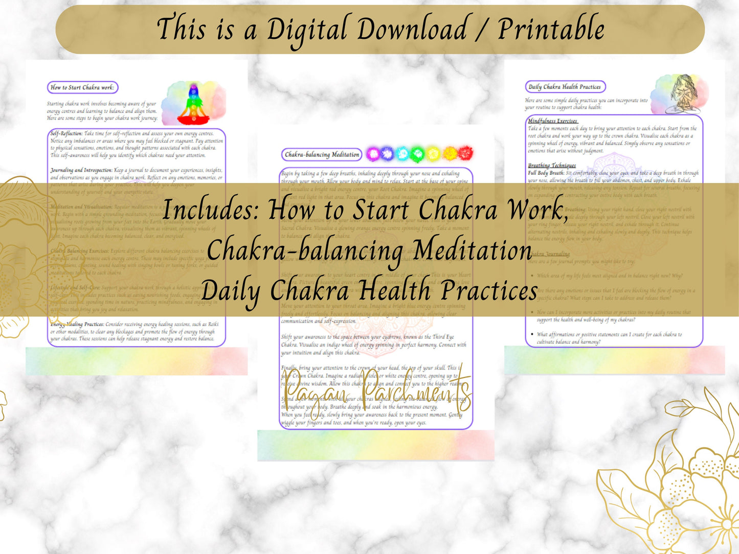 Beginners Guide to Chakras, Chakra Cheat Sheets Printable, Balance Chakras Yoga Poses, Grimoire Pages, New Age, Spiritual Healing Download
