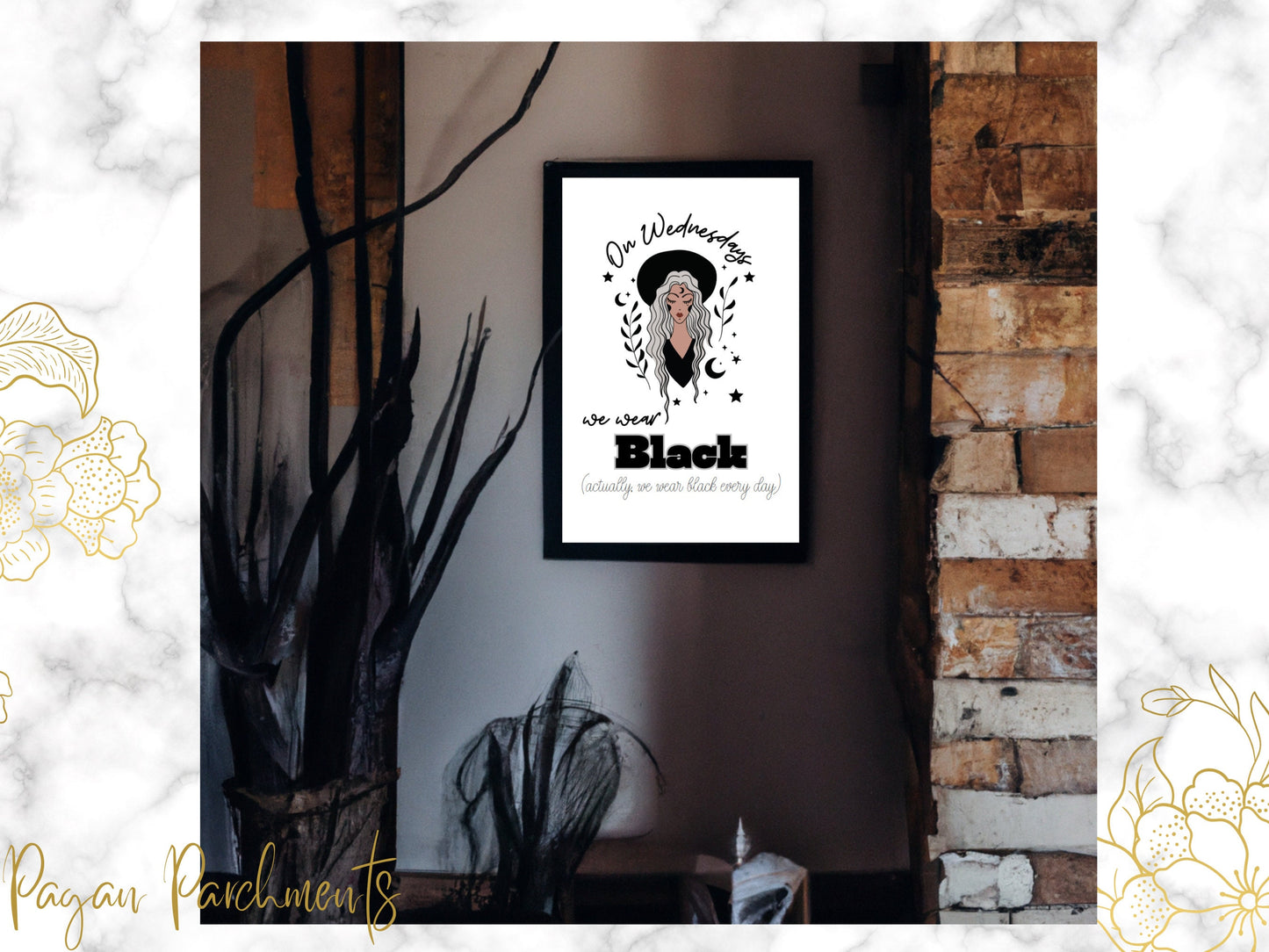 Witch Poster, Whimsigoth Wall Art, On Wednesdays We Wear Black Printable, Witchcore PDF, Funny Gothic Witchy Print, Mean Girls Quote