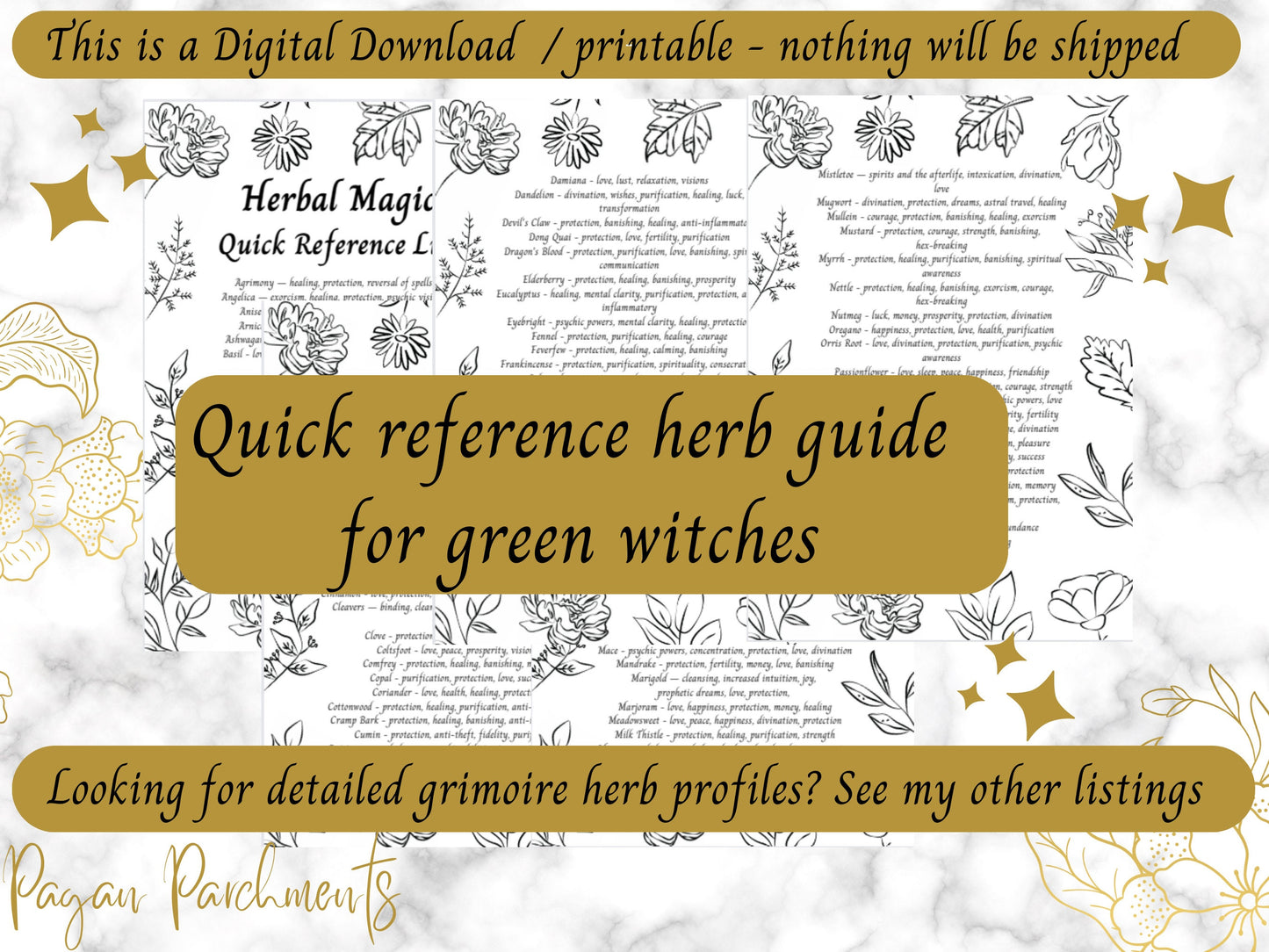 160 Herbs, Herbal Magic Quick Reference Magical Properties, Green Witch Grimoire Pages, Kitchen Witchcraft