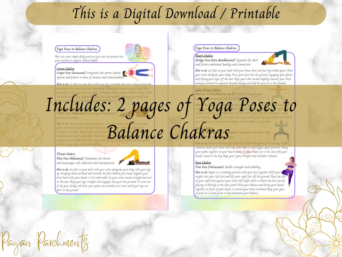 Beginners Guide to Chakras, Chakra Cheat Sheets Printable, Balance Chakras Yoga Poses, Grimoire Pages, New Age, Spiritual Healing Download
