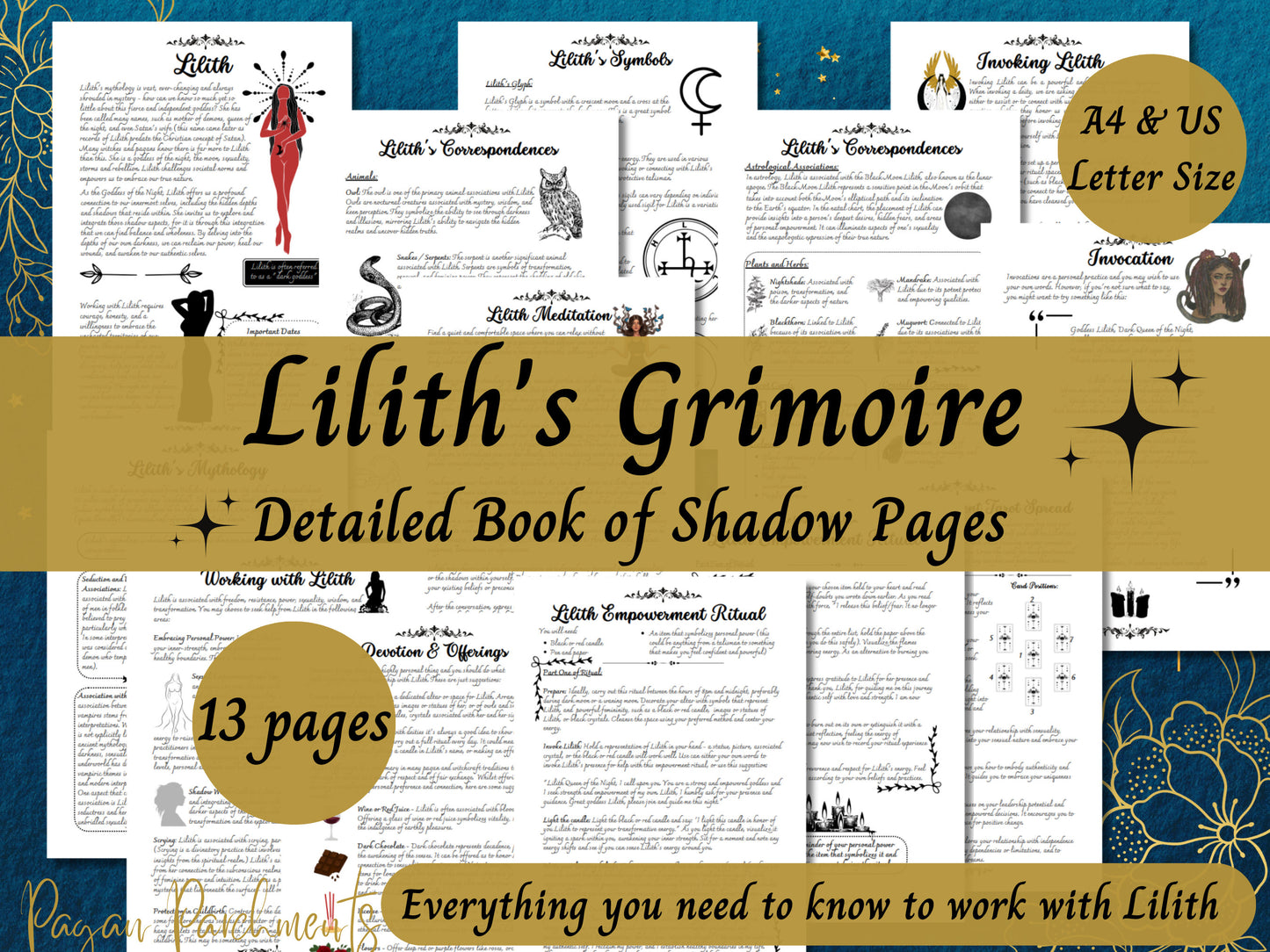 Lilith Grimoire Printable, A Guide to Working with the Dark Goddess Lilith, Witch Book of Shadows Pages, Deity Devotional PDF
