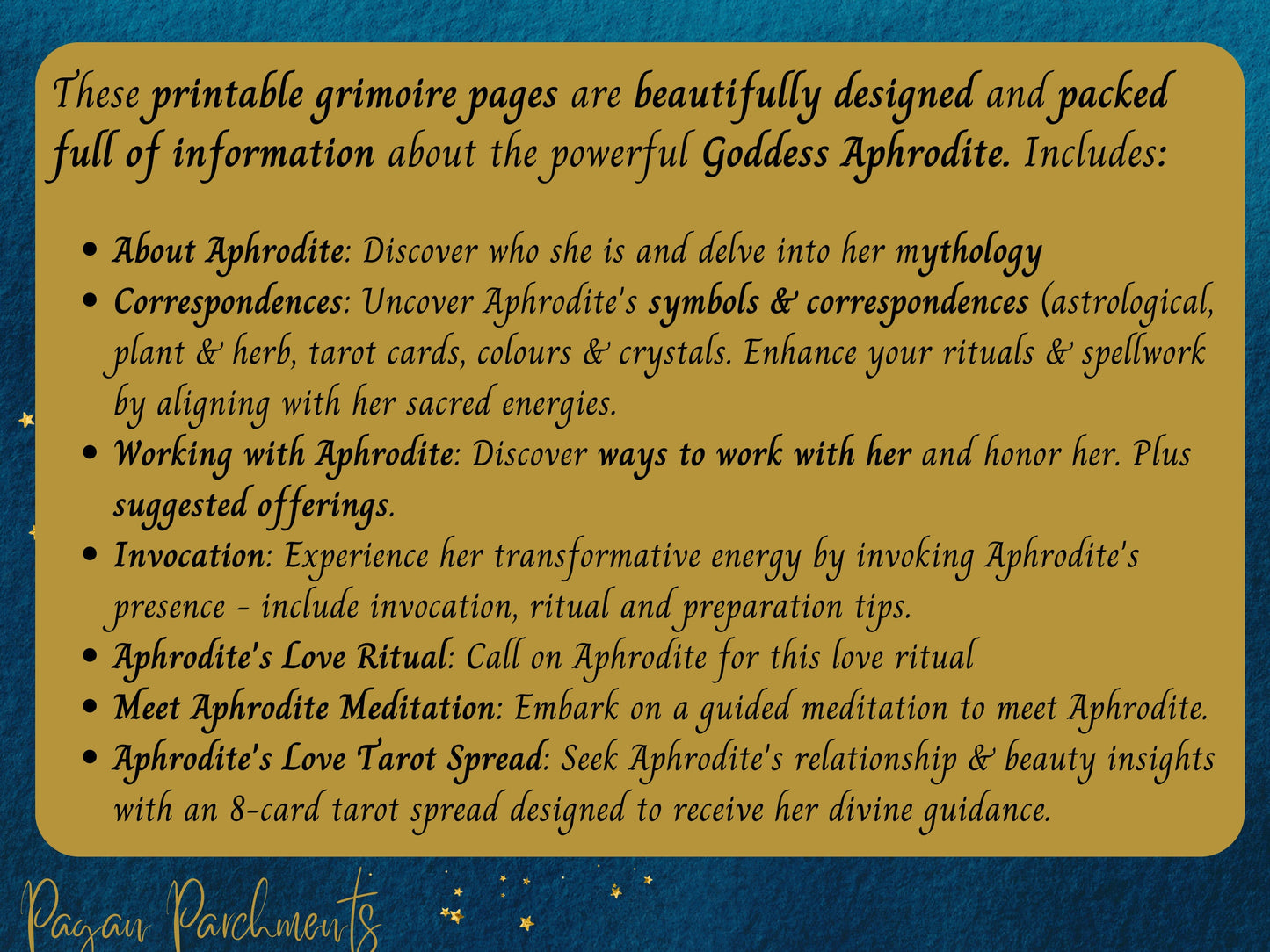 Aphrodite Grimoire Printable, A Guide to Working with the Greek Goddess of Love & Beauty, Book of Shadows Pages, Pagan Deity Devotional PDF