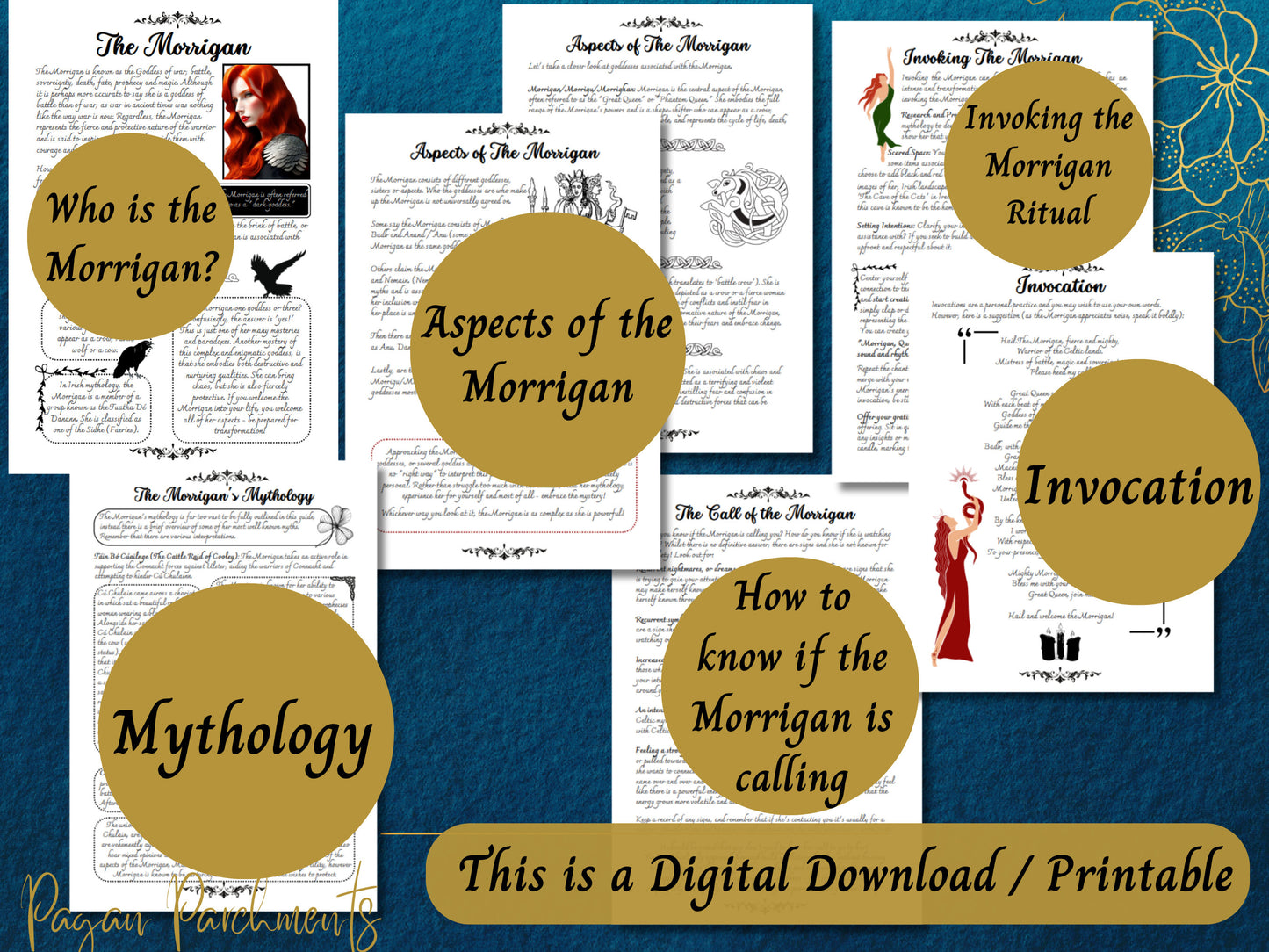 The Morrigan Grimoire Printable, Ultimate Guide to Working with the Celtic Goddess, Witch Book of Shadows, Pagan, Druid Deity Devotional PDF