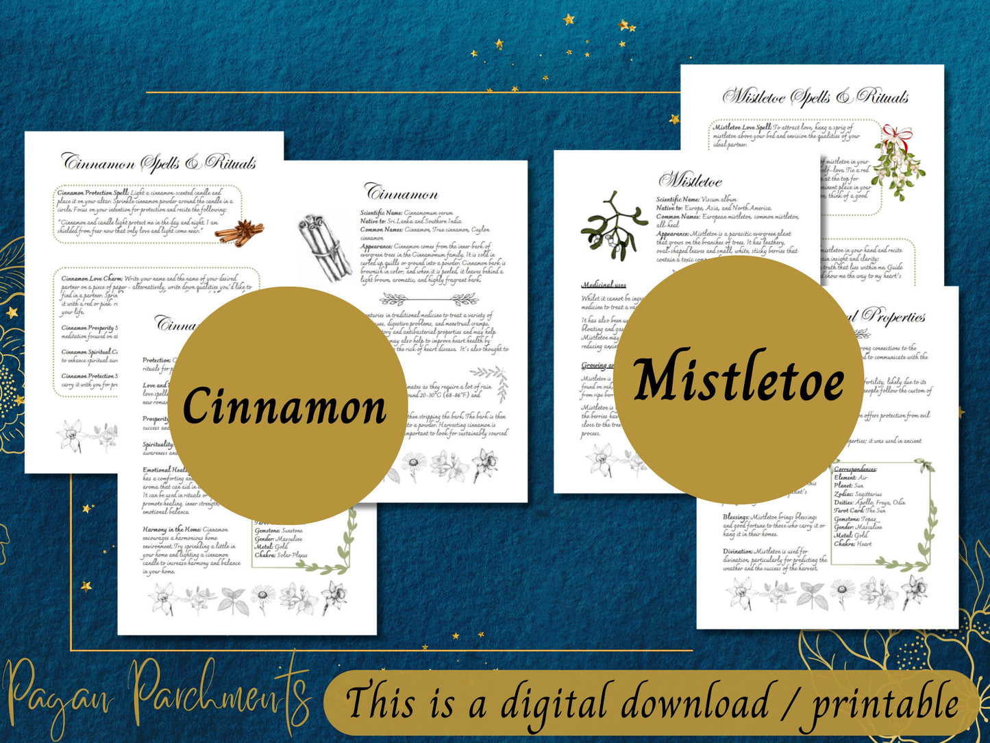 Pack No.5 Green Witch Herb Grimoire Pages, Book of Shadows Herbal Profile Printable, Herbalist Magic, Herbal Spells and Rituals, Herbology