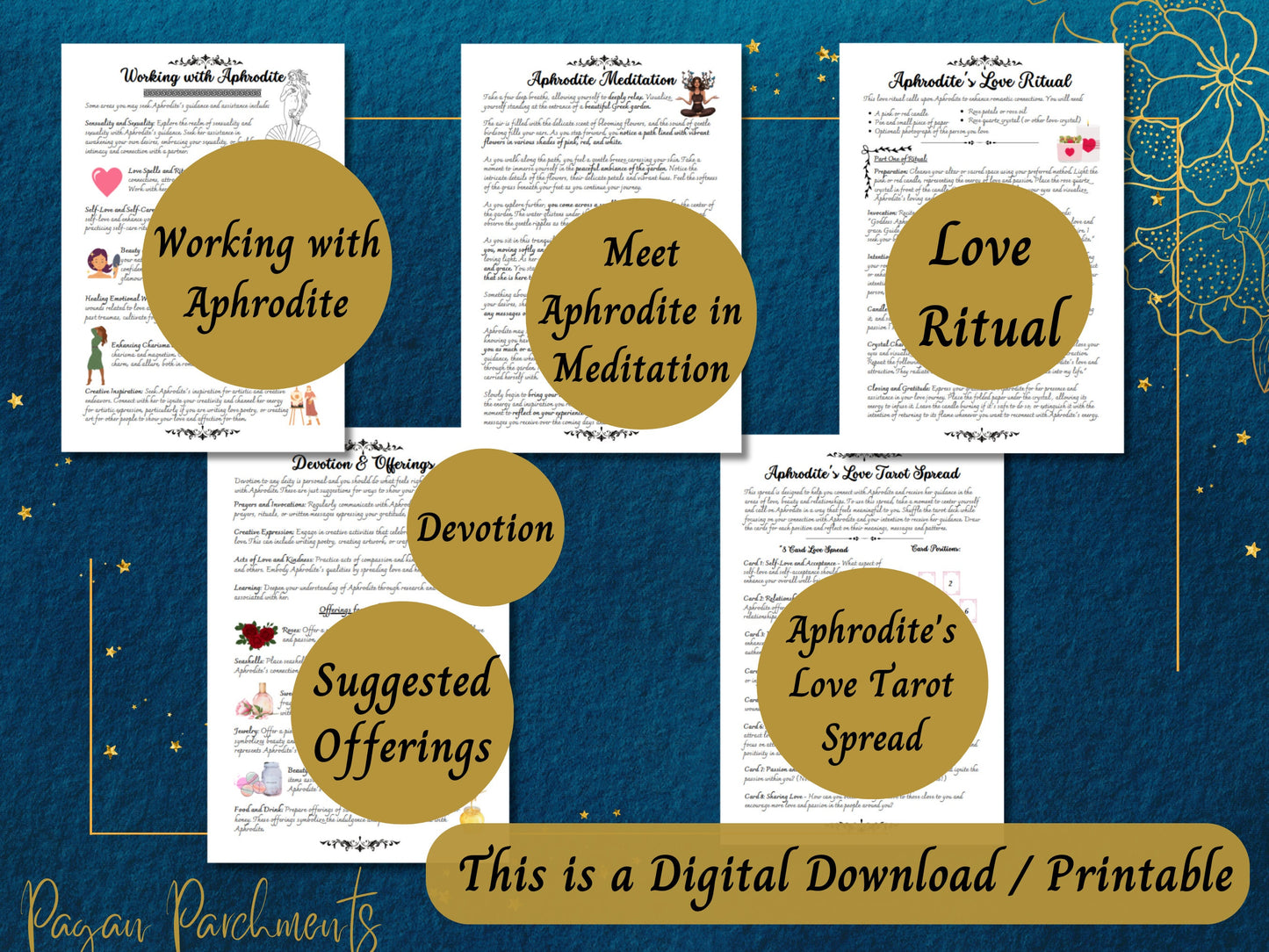 Aphrodite Grimoire Printable, A Guide to Working with the Greek Goddess of Love & Beauty, Book of Shadows Pages, Pagan Deity Devotional PDF
