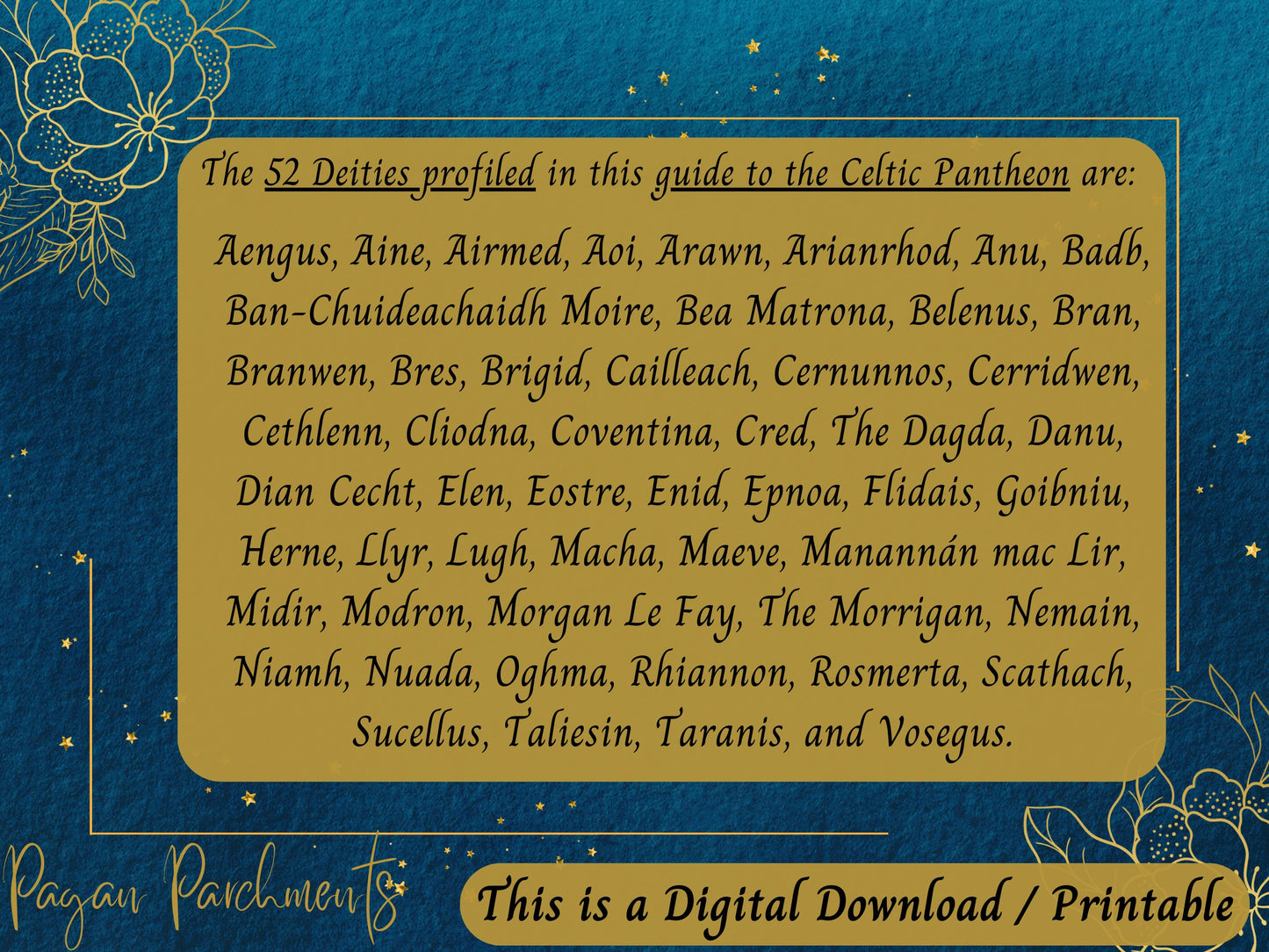 Celtic Deities Printable Grimoire Pages, Guide to Celtic Gods & Goddesses, Druidry, Celtic Witchcraft Book of Shadows, Celtic Reconstruction