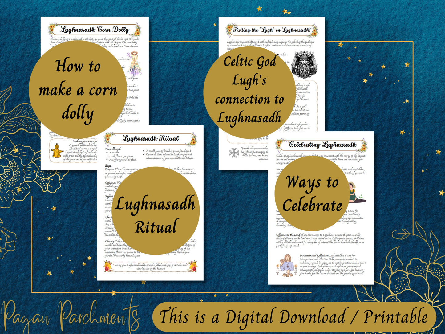 Lughnasadh Grimoire Printable, How to Celebrate Lammas Guide, Pagan Harvest Sabbat, Witch Holidays Book of Shadows Pages, Lughnasa Ritual