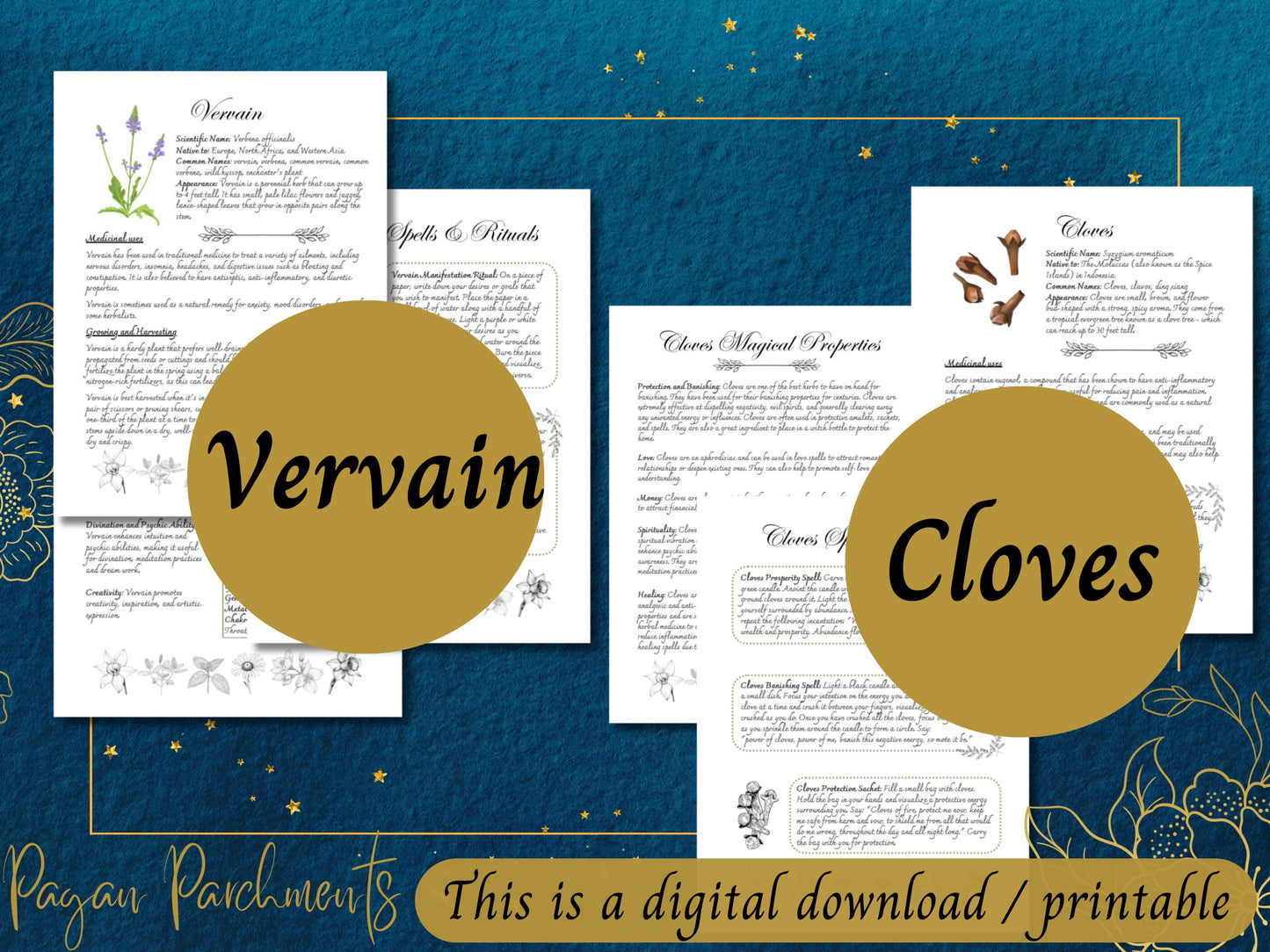 Pack No.4 Green Witch Herb Grimoire Pages, Book of Shadows Herbal Profile Printable, Herb Magic Guide, Herbal Spells and Rituals