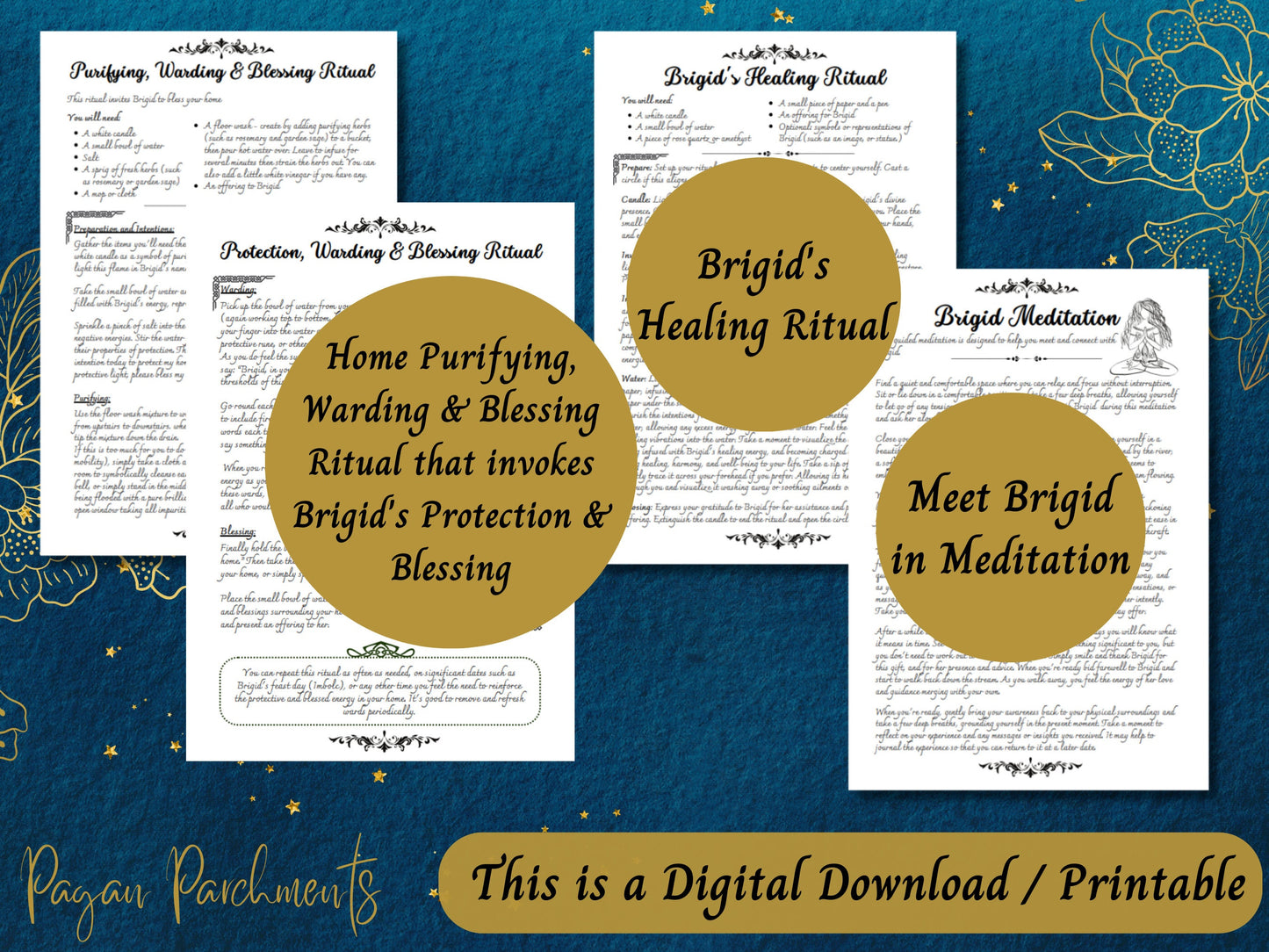 Brigid Grimoire Printable, Witch's Guide to Working with Celtic Goddess Brigit, Book of Shadows Pages, Pagan, Druid, Deity Devotional PDF