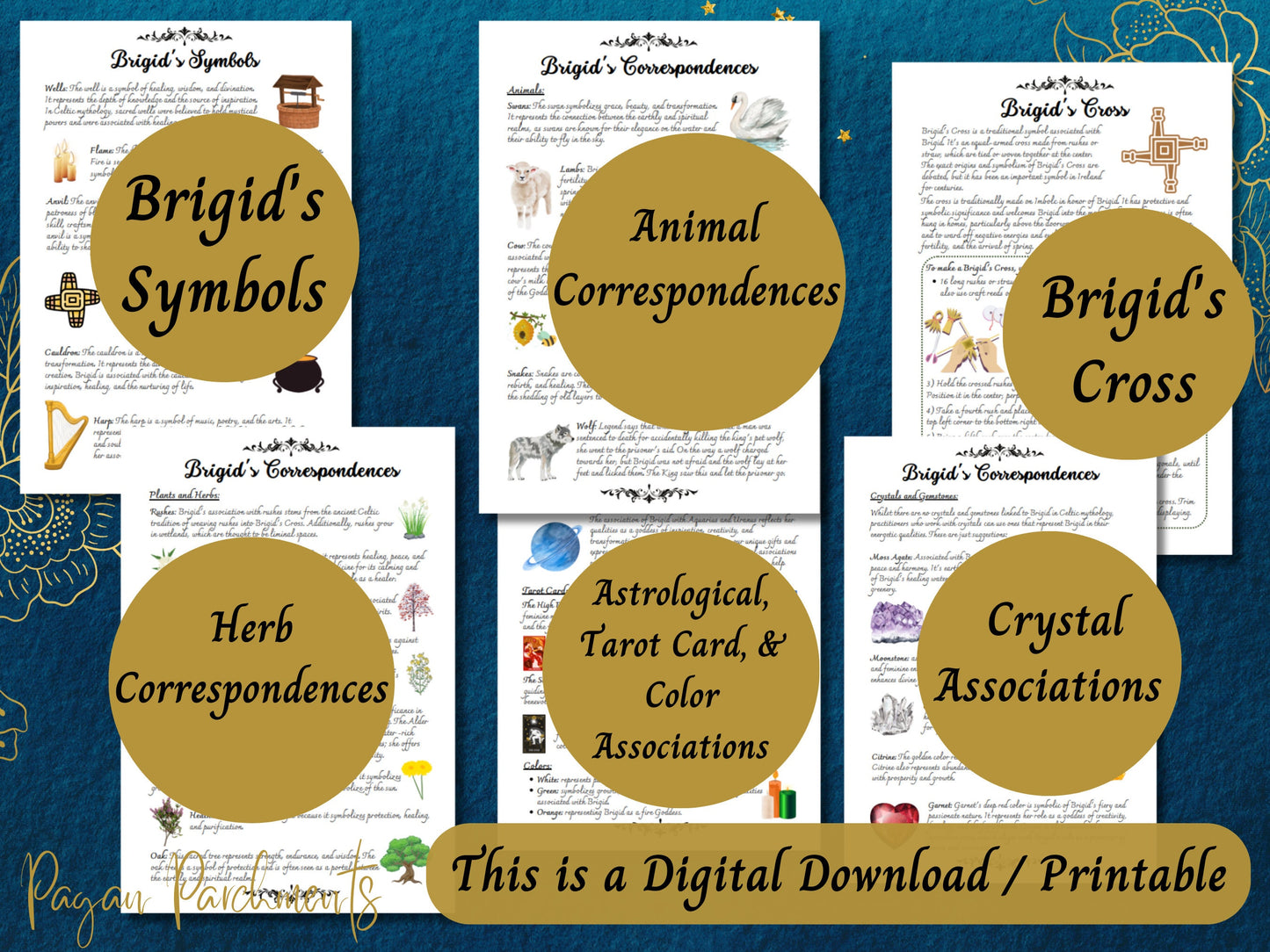 Brigid Grimoire Printable, Witch's Guide to Working with Celtic Goddess Brigit, Book of Shadows Pages, Pagan, Druid, Deity Devotional PDF