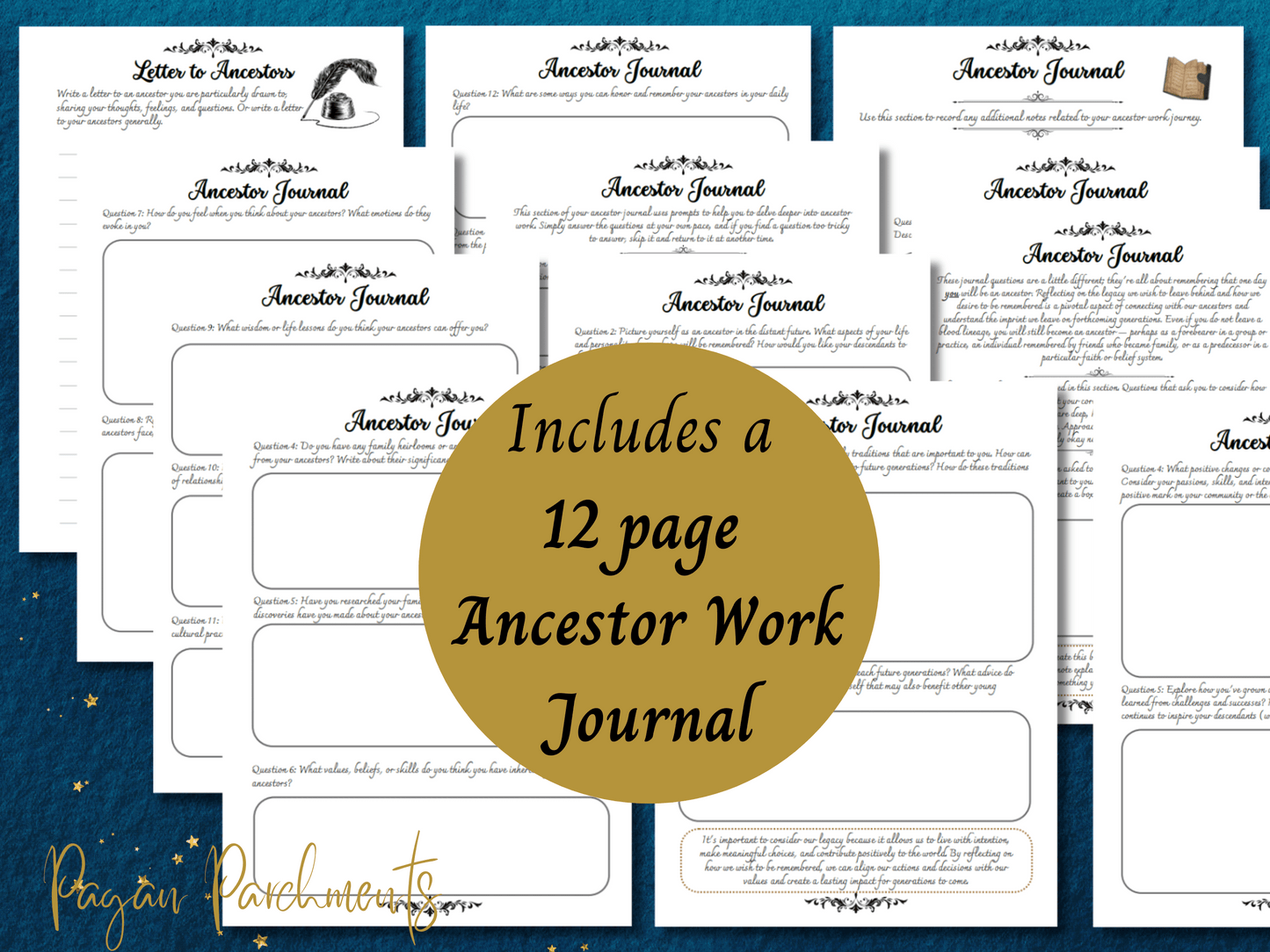 Ancestor Work Grimoire Pages, Witch's Guide to Ancestor Veneration, Samhain Ritual, Ancestral Journal & Prompts
