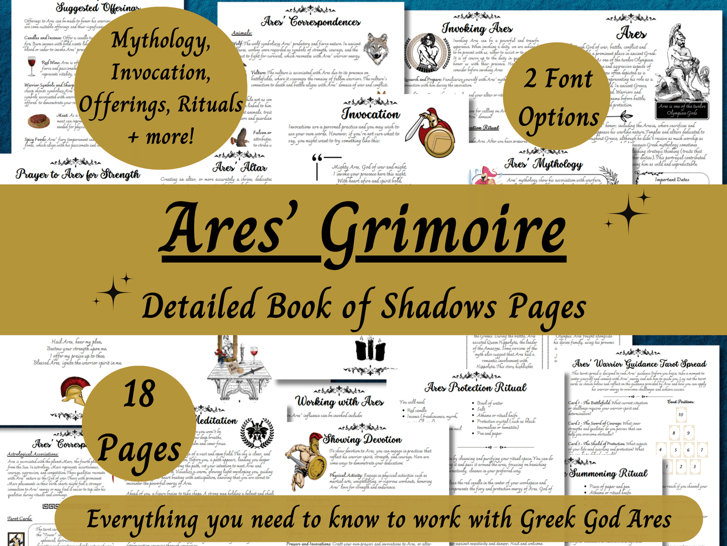 Ares Grimoire Printable, A Guide to Working with the Greek God of War, Deity Work, Invoke Ares Ritual