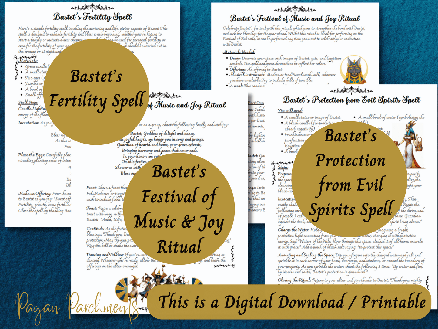 Bastet Grimoire Printable, Work with Egyptian Goddess Bast, Kemetic Pagan, Book of Shadows Pages, Witch Deity Work, Egypt Mythology PDF