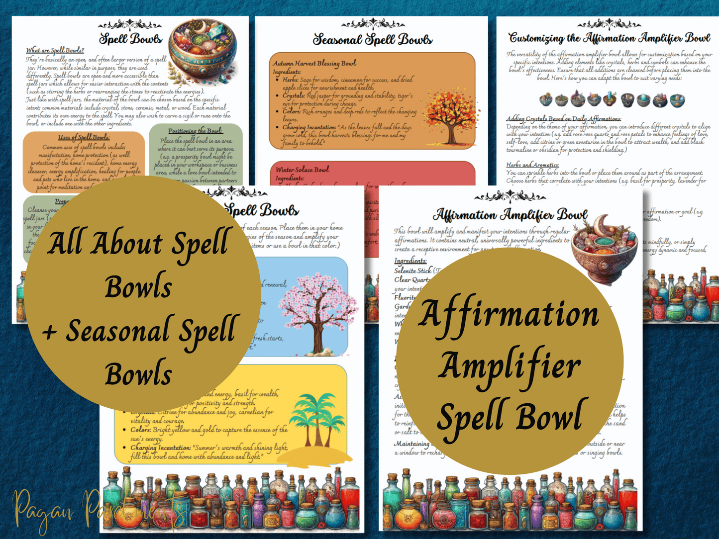 Spell Jars & Bowls Grimoire Printable, 50 Page Ebook, Includes Recipes Advanced Practice Baneful Jars and Witch Bottles, Book of Shadows PDF