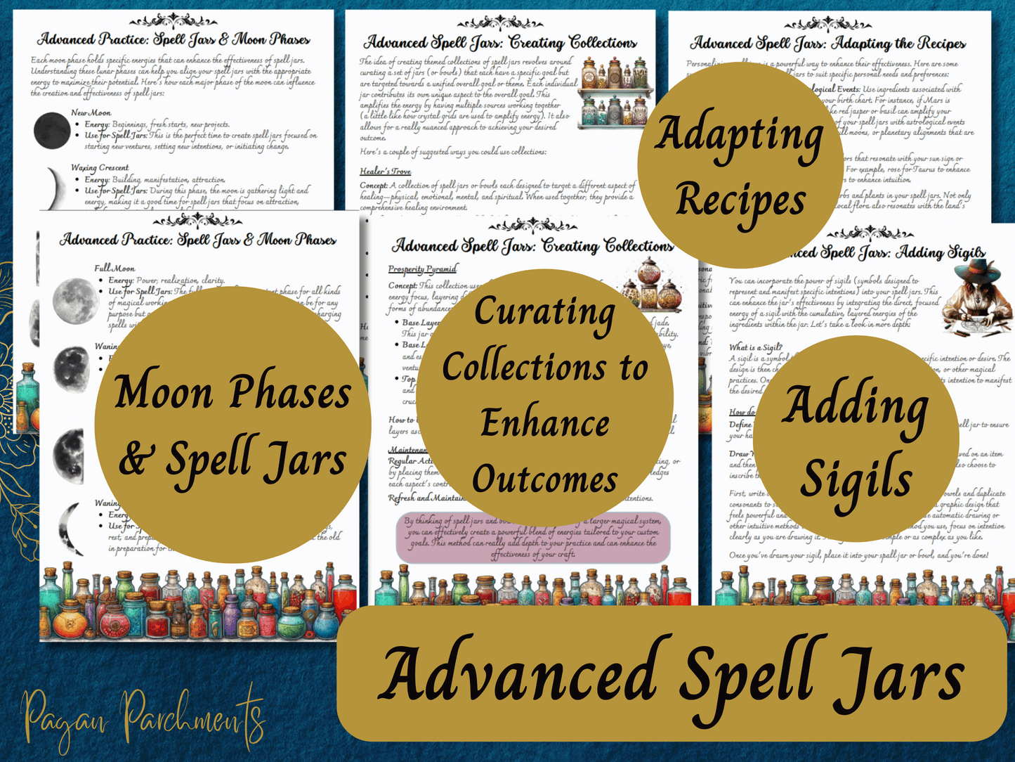 Spell Jars & Bowls Grimoire Printable, 50 Page Ebook, Includes Recipes Advanced Practice Baneful Jars and Witch Bottles, Book of Shadows PDF