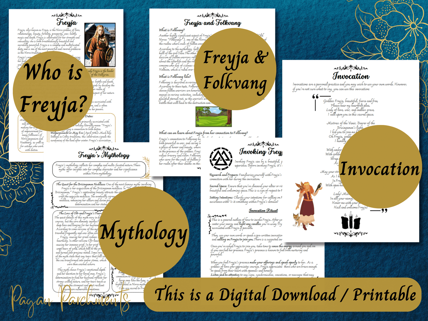 Freyja Grimoire Printable, A Guide to Working with Norse Goddess Freya, Witch Book of Shadows Pages, Pagan Deity Work, Heathen, Ásatrú