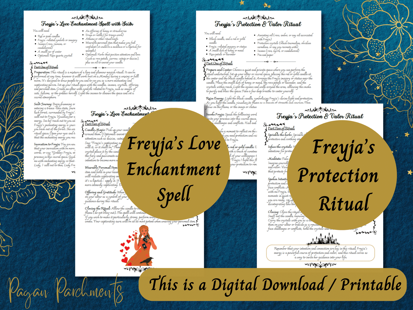 Freyja Grimoire Printable, A Guide to Working with Norse Goddess Freya, Witch Book of Shadows Pages, Pagan Deity Work, Heathen, Ásatrú