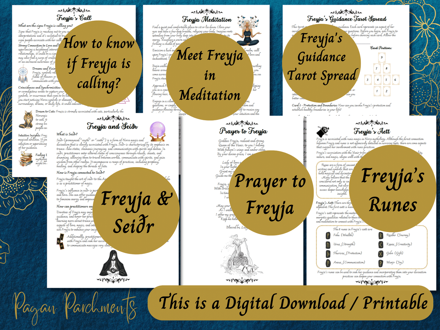 Freyja Grimoire Printable, A Guide to Working with Norse Goddess Freya, Witch Book of Shadows Pages, Pagan Deity Work, Heathen, Ásatrú