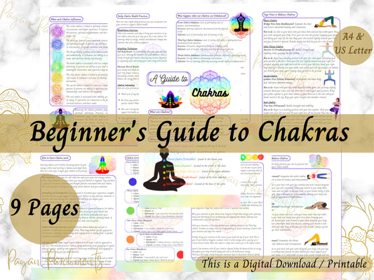 Beginners Guide to Chakras, Chakra Cheat Sheets Printable, Balance Chakras Yoga Poses, Grimoire Pages, New Age, Spiritual Healing Download