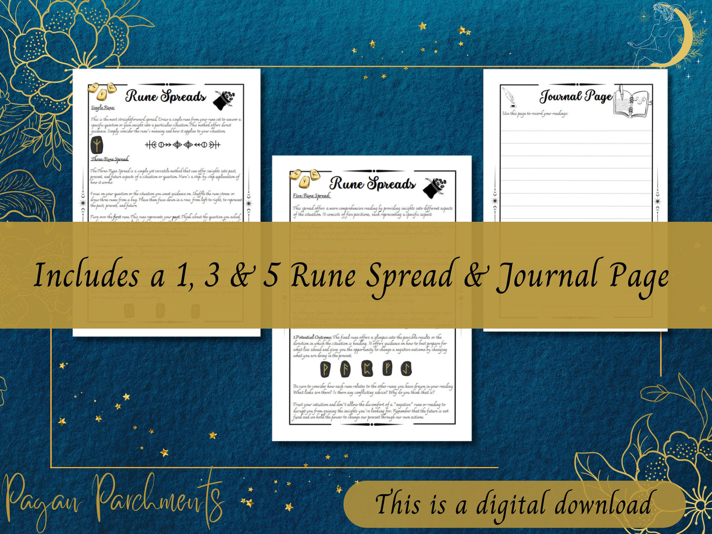 Ultimate Rune Guide, Runes Grimoire Printable, Rune Cheat Sheets, Norse Pagan PDF, Witch BOS Pages, Runic Magic, Elder Futhark Spreads