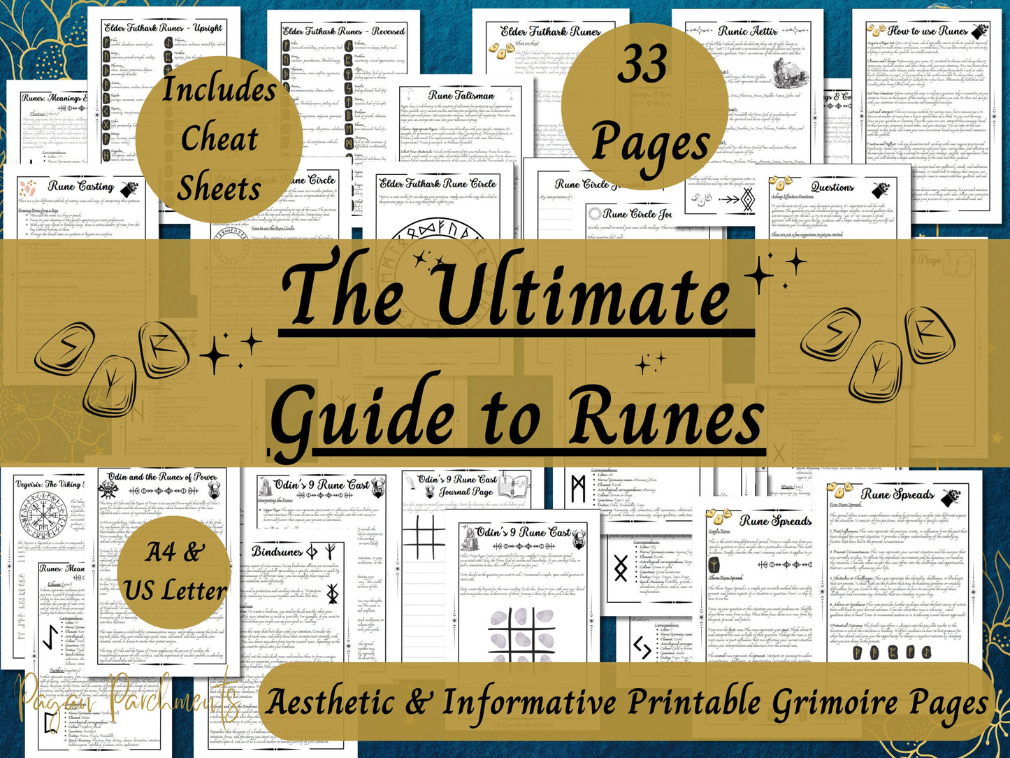 Ultimate Rune Guide, Runes Grimoire Printable, Rune Cheat Sheets, Norse Pagan PDF, Witch BOS Pages, Runic Magic, Elder Futhark Spreads