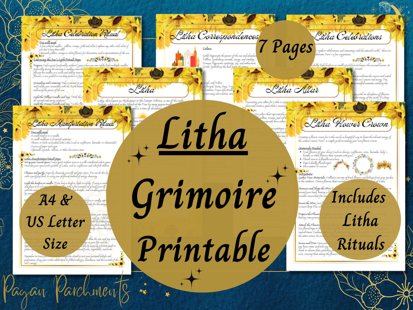 Litha Grimoire Printable, Litha Rituals, How to Celebrate Litha Guide, Sabbat BOS Pages, Summer Solstice Book of Shadows, Pagan Holidays PDF