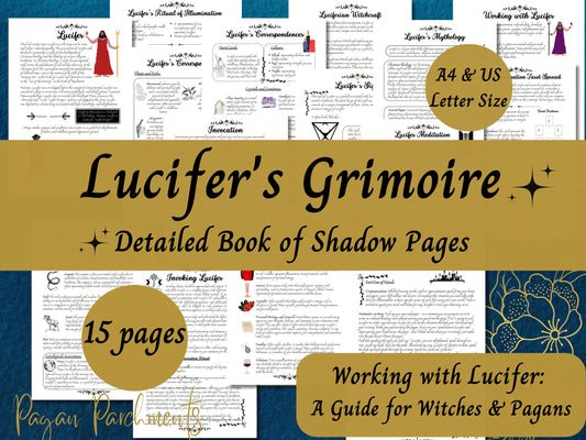 Lucifer Grimoire Printable, A Witch's Guide to Working with Lucifer, Book of Shadows Pages, Pagan Deity Devotional PDF, Dark God, Invocation