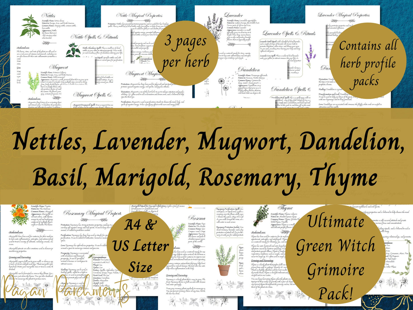 Green Witch Herb Grimoire Pages, the MEGAPACK, Book of Shadows Herbal Profile Printable, Herb Magic Guide, Herbalism Download