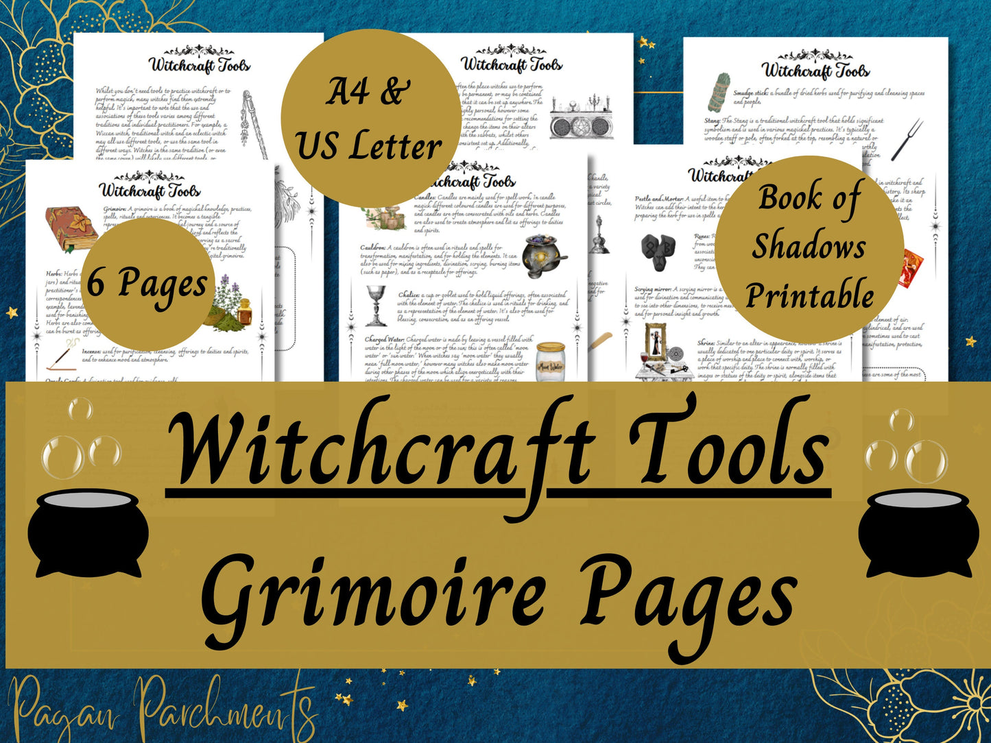 Witchcraft Tools Grimoire Pages, Baby Witch Book of Shadow Printable, How To Use Witchy Tools Guide, Magical Equipment for Beginners PDF