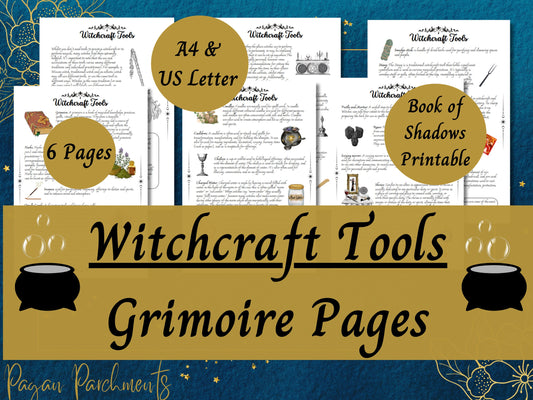 Witchcraft Tools Grimoire Pages, Baby Witch Book of Shadow Printable, How To Use Witchy Tools Guide, Magical Equipment for Beginners PDF