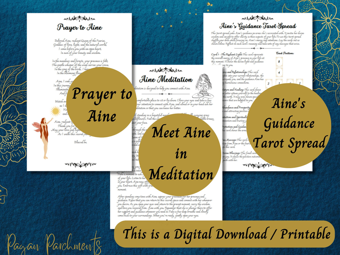 Aine Grimoire Printable, Guide to Working with the Celtic Goddess of Love, Queen of the Fae, Witch Book of Shadows Pages, Irish Pagan Deity