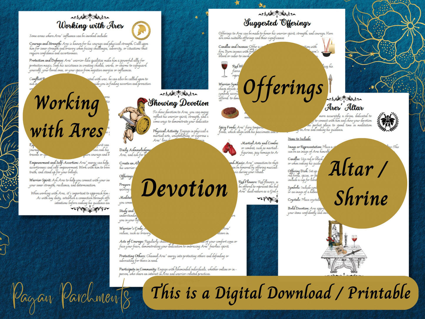 Ares Grimoire Printable, A Guide to Working with the Greek God of War, Deity Work, Invoke Ares Ritual