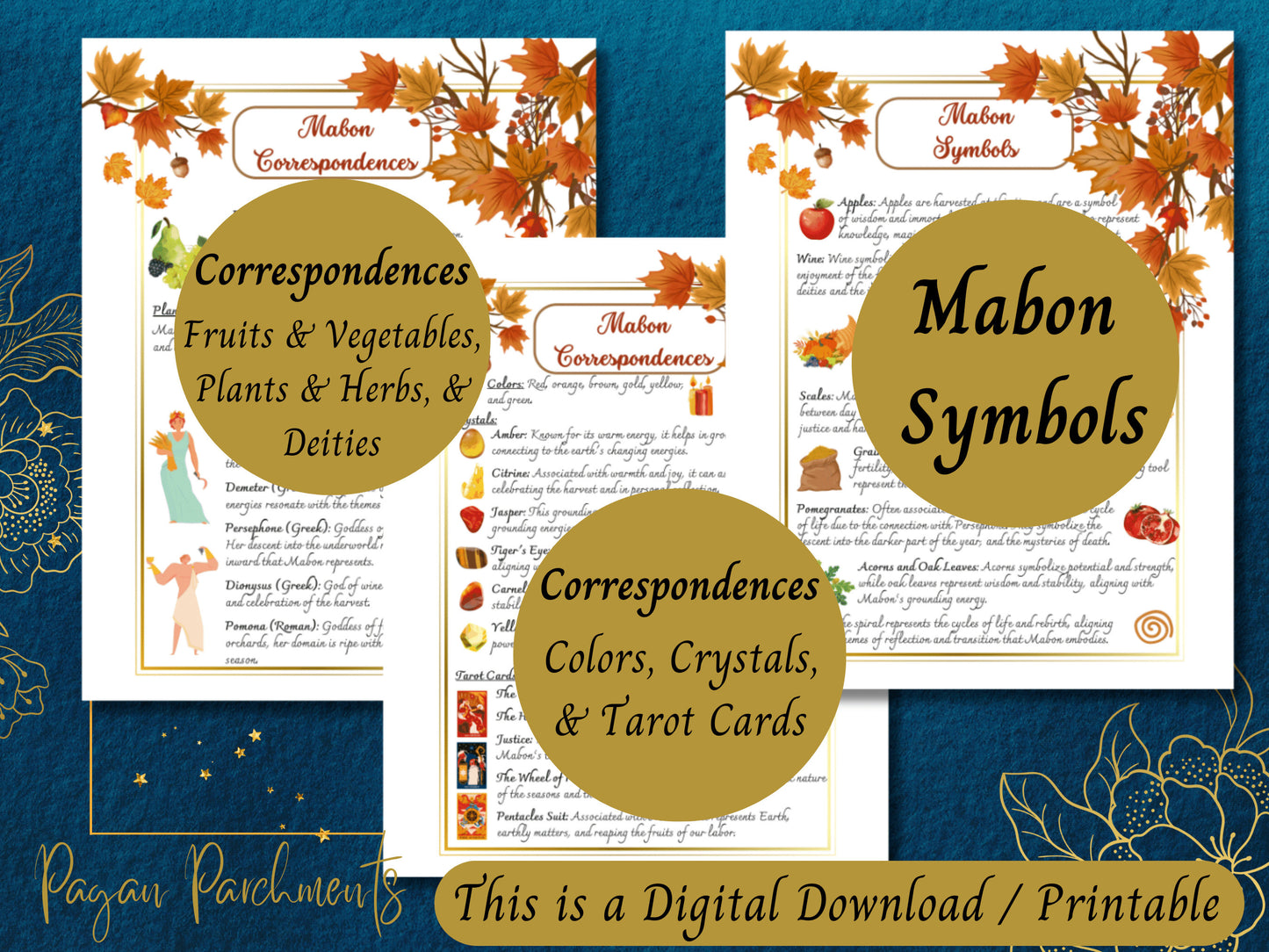 Mabon Sabbat Grimoire Printable, How to Celebrate Autumn Equinox, Pagan Holidays, Witch Book of Shadows Pages, Fall Ritual, Mabon Tarot PDF