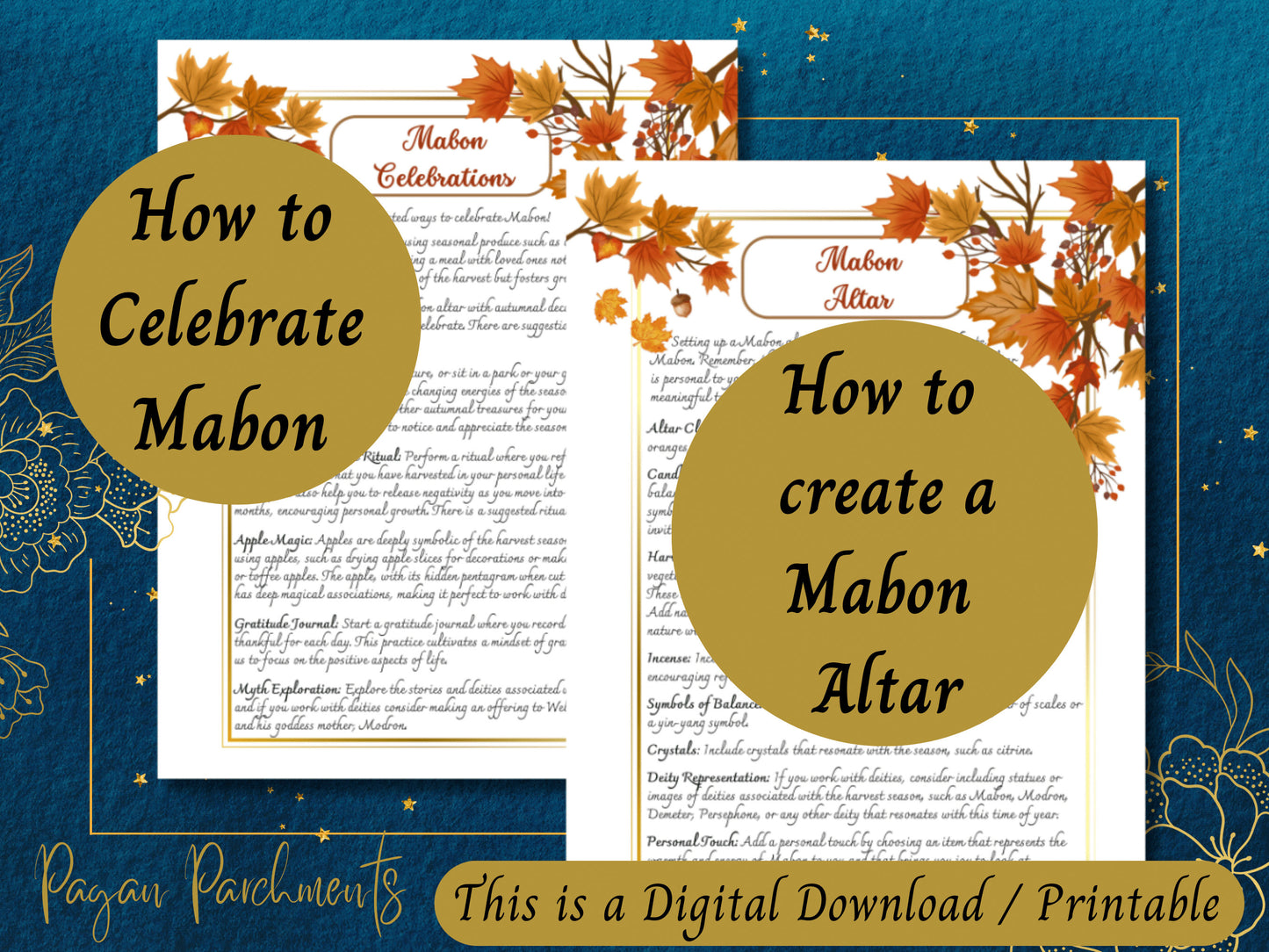 Mabon Sabbat Grimoire Printable, How to Celebrate Autumn Equinox, Pagan Holidays, Witch Book of Shadows Pages, Fall Ritual, Mabon Tarot PDF