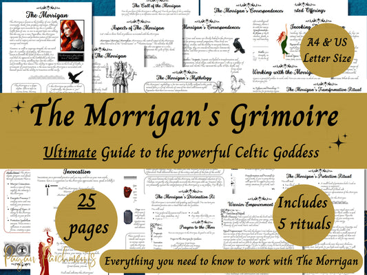 The Morrigan Grimoire Printable, Ultimate Guide to Working with the Celtic Goddess, Witch Book of Shadows, Pagan, Druid Deity Devotional PDF