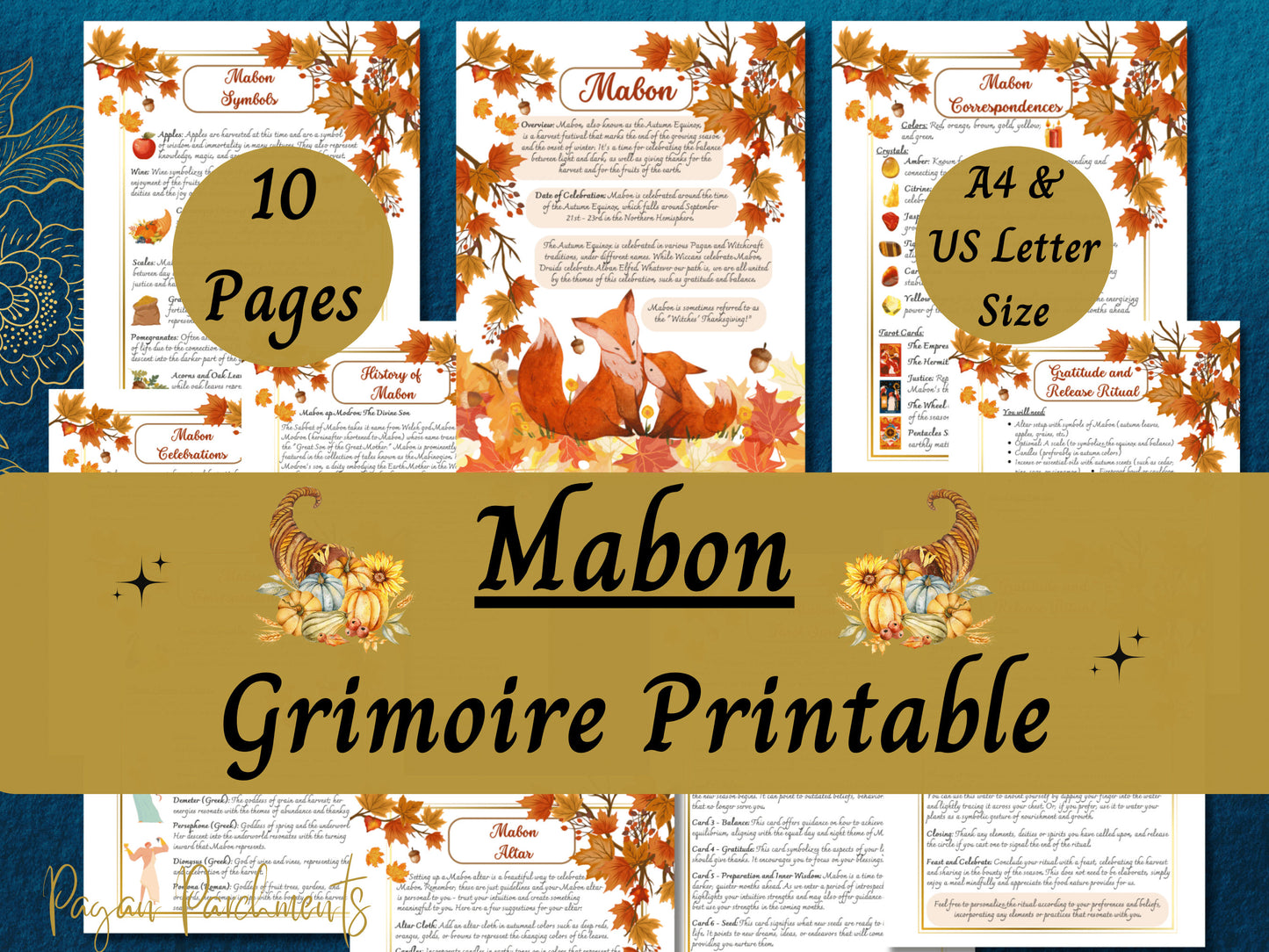 Mabon Sabbat Grimoire Printable, How to Celebrate Autumn Equinox, Pagan Holidays, Witch Book of Shadows Pages, Fall Ritual, Mabon Tarot PDF